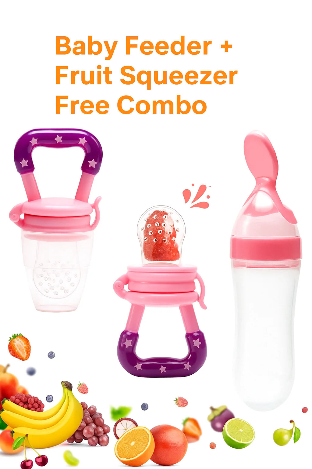Premium Baby Food Squeeze Feeder Spoon (Lifetime BPA & Bacteria Free)